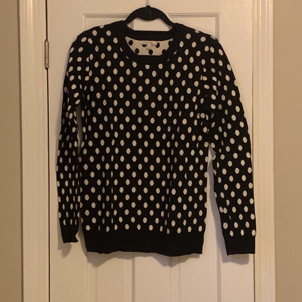 Black and white polka dot crewneck sweater